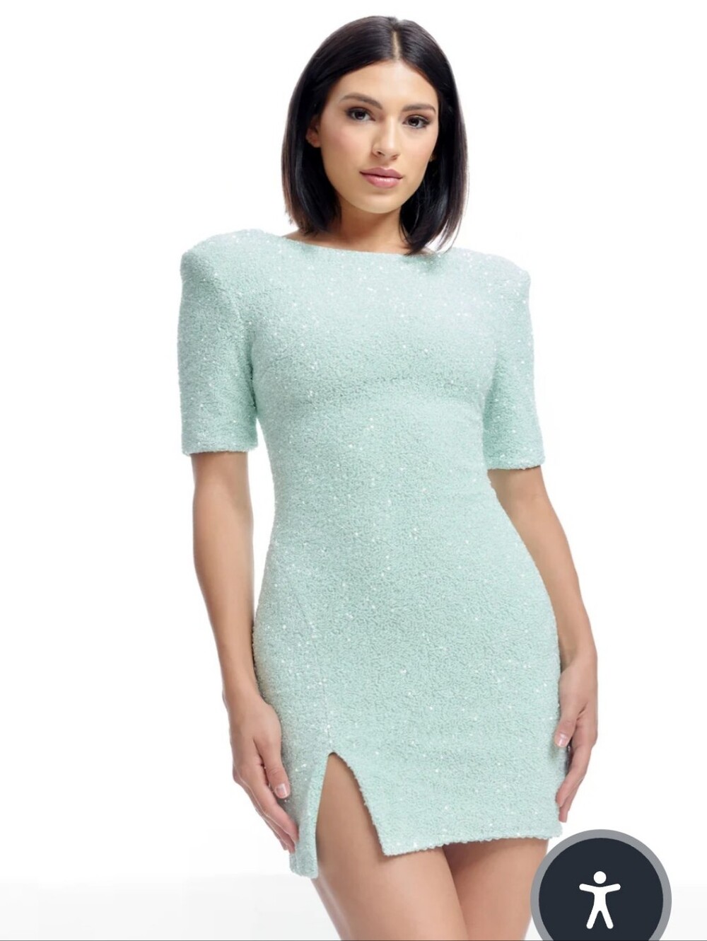 NWT Dress the Population Sage Green Sequin Mini Dress Large Cocktail $288